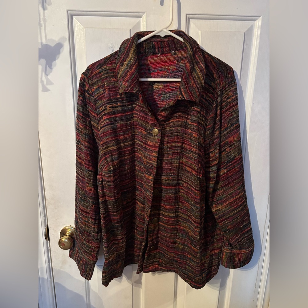 Colorful Striped Button-Up Jacket